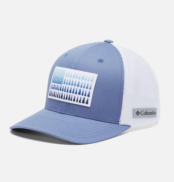 Columbia PFG Mesh Tree Flag Hats Blue White For Men's NZ75490 New Zealand